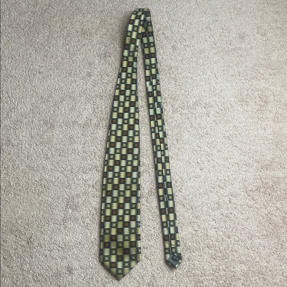 Checkered Green and Black Men's Tie